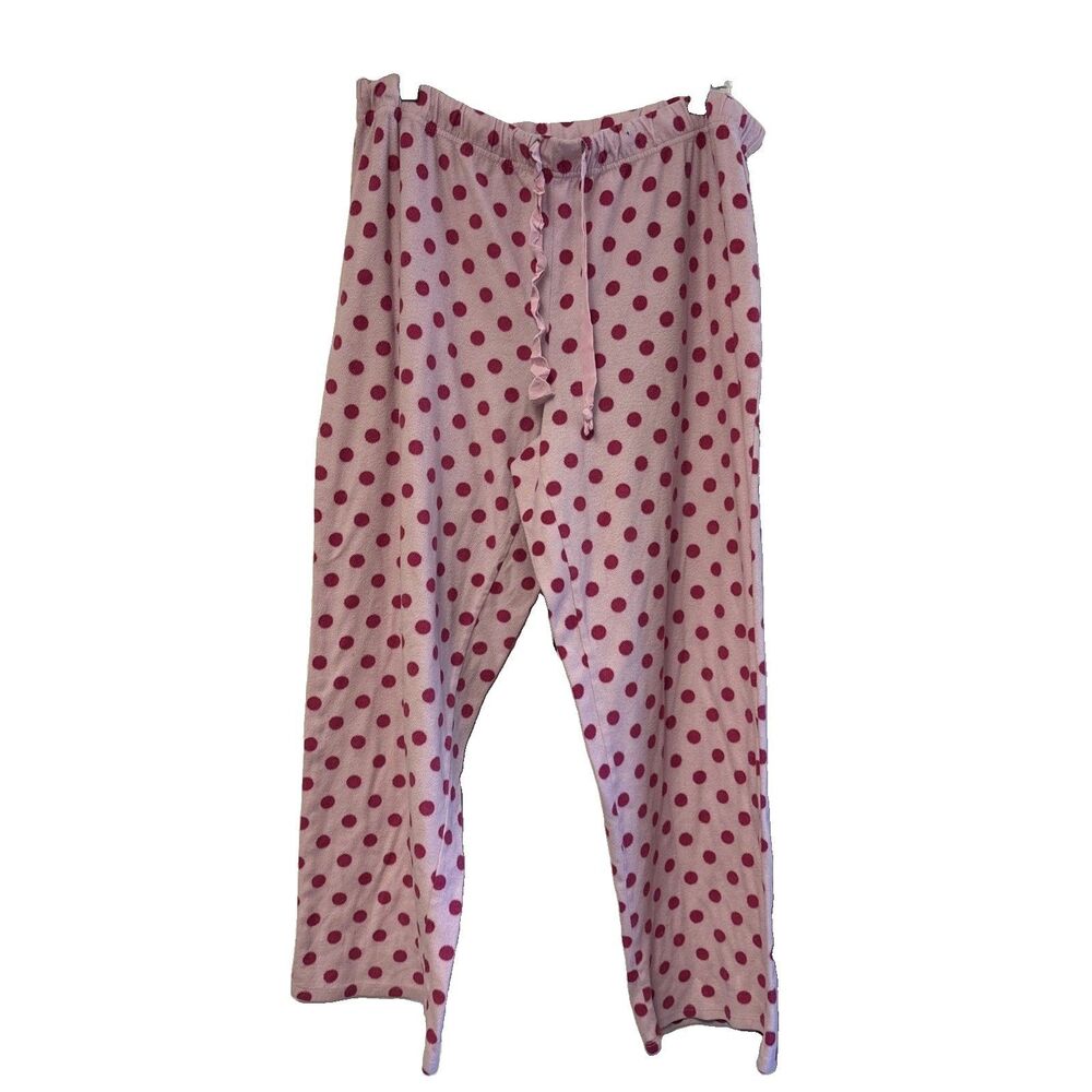 Nautica Sleepwear Pajama PantsComfy Fit Fleece  Pink Polkadots Elastic Waist 2X